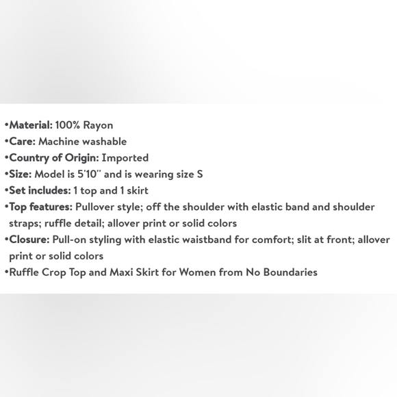 Floral Maxi Skirt & Ruffle Crop Top Set, Juniors XXL 19 - Picture 6 of 6